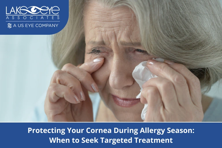 Woman with eye irritation from cornea allergies