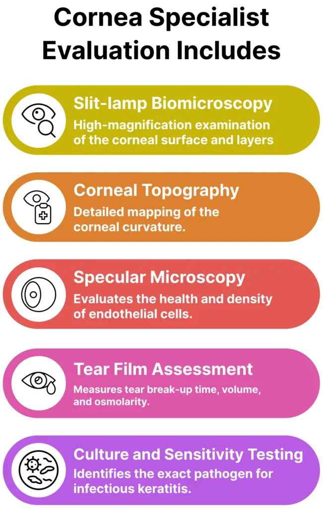 Pictorial representation of Cornea Specialist Evaluation