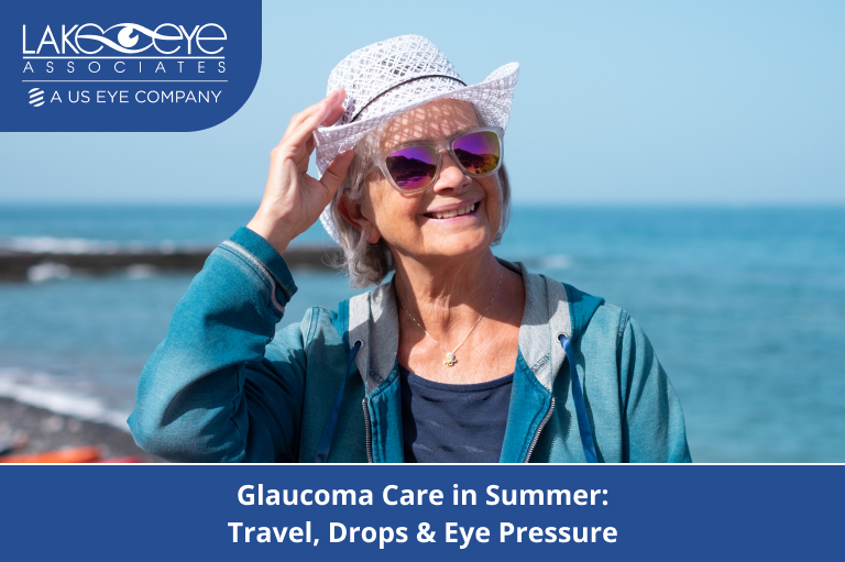 Senior woman summer glaucoma eye care