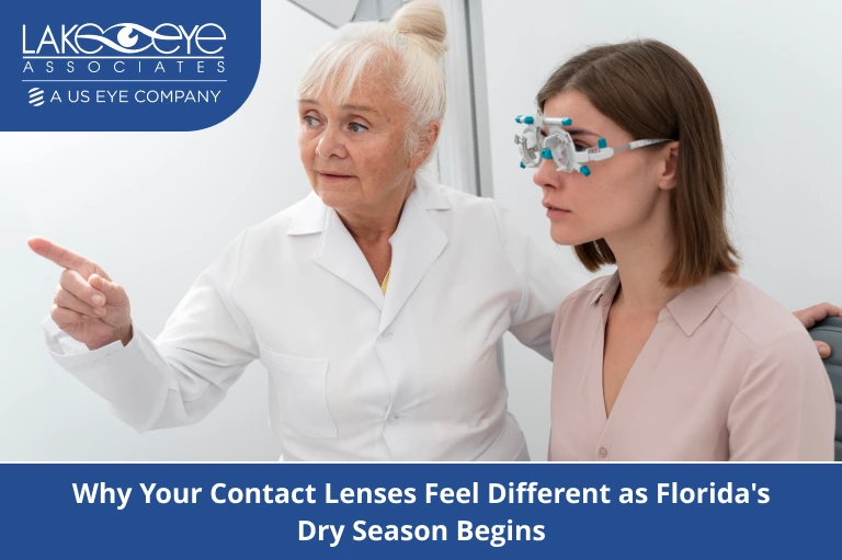 Eye specialist checks contact lens fit in Florida